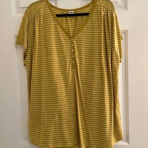 Old Navy- Mustard Yellow striped v neck top